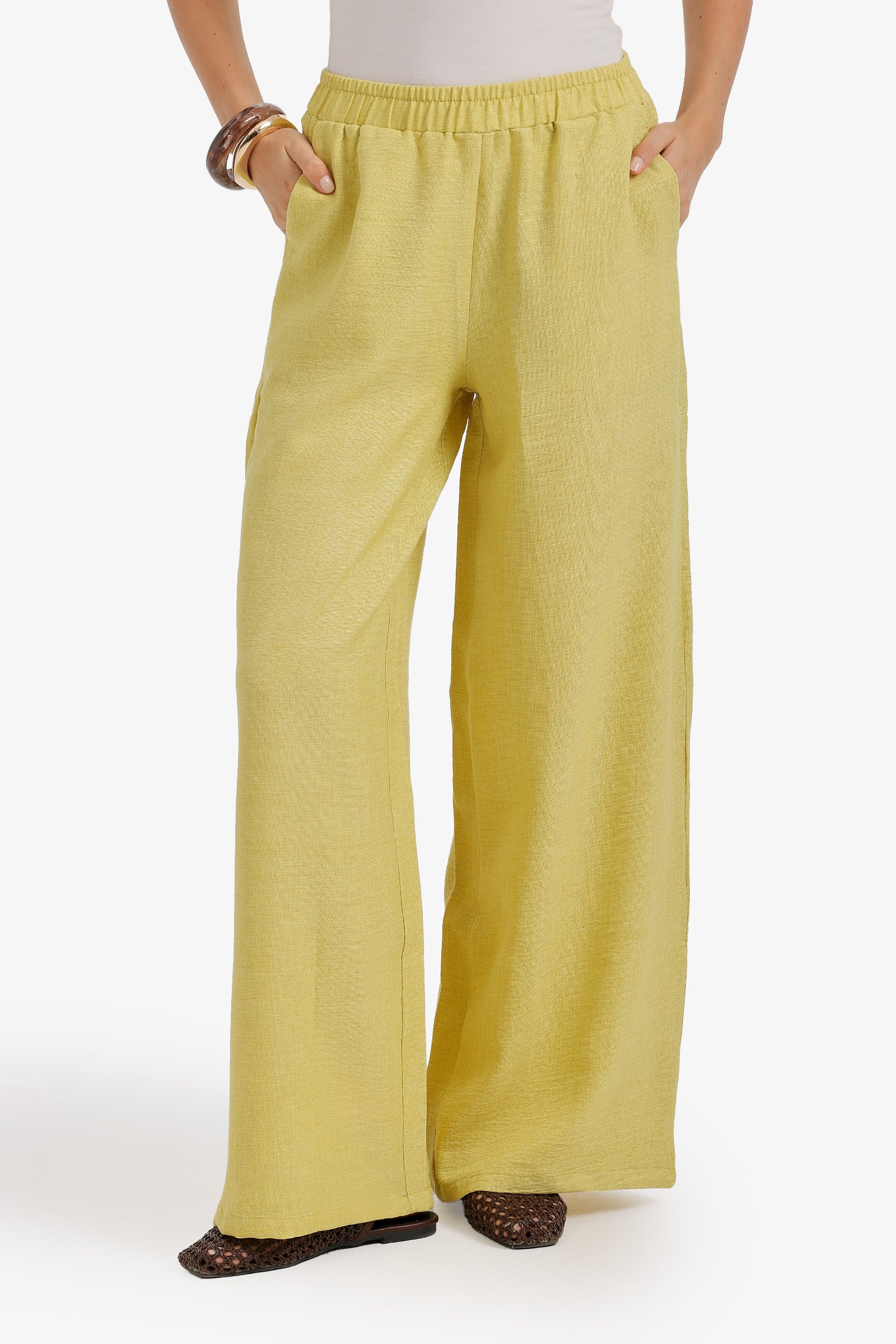 Textured Wide-Leg Pants