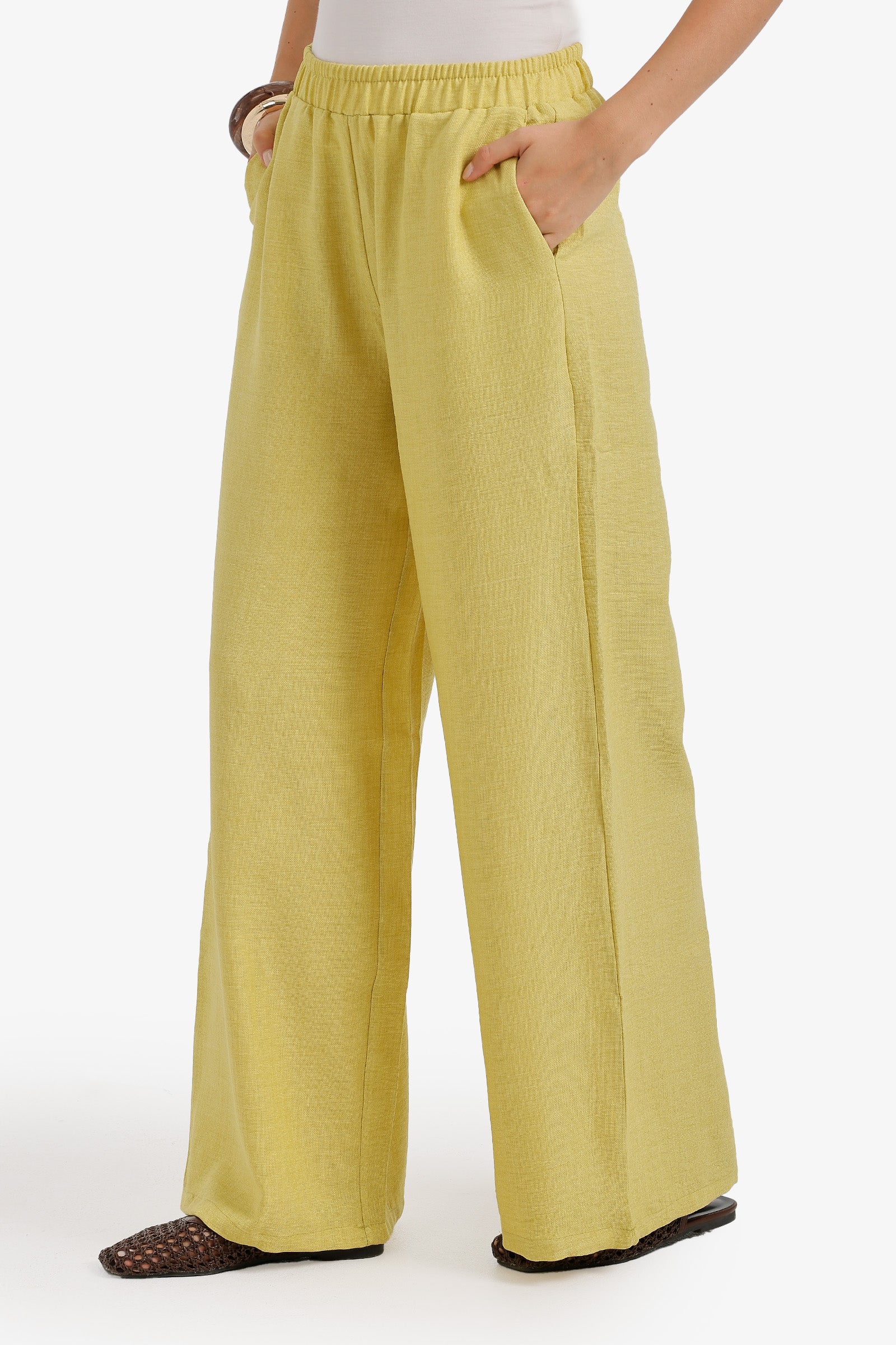 Textured Wide-Leg Pants