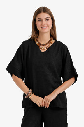 Textured V-Neck Blouse