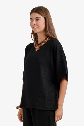 Textured V-Neck Blouse