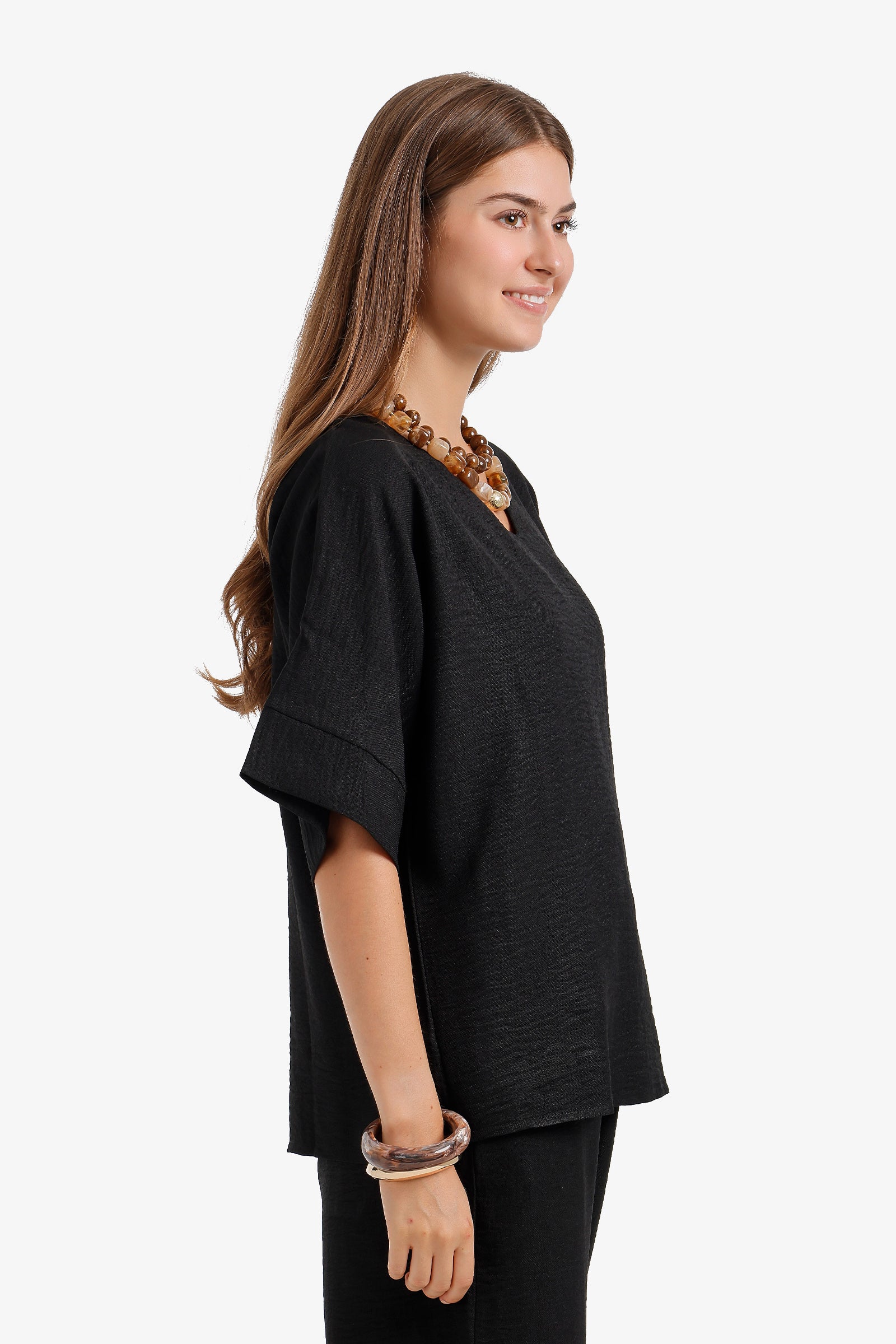 Textured V-Neck Blouse