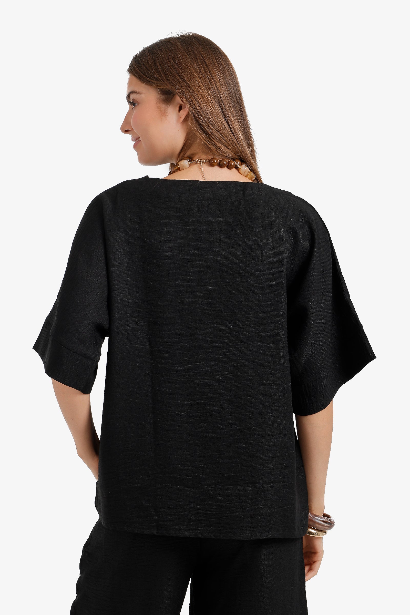 Textured V-Neck Blouse