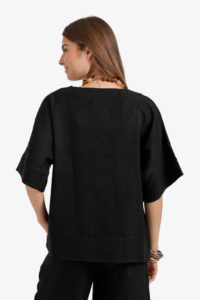 Textured V-Neck Blouse