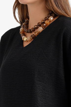 Textured V-Neck Blouse