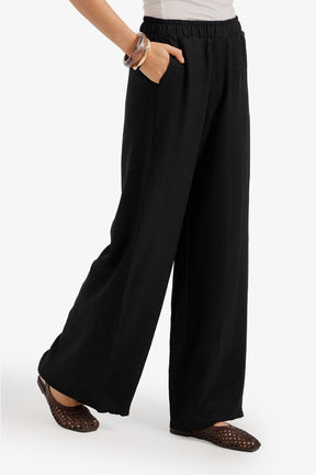 Textured Wide-Leg Pants