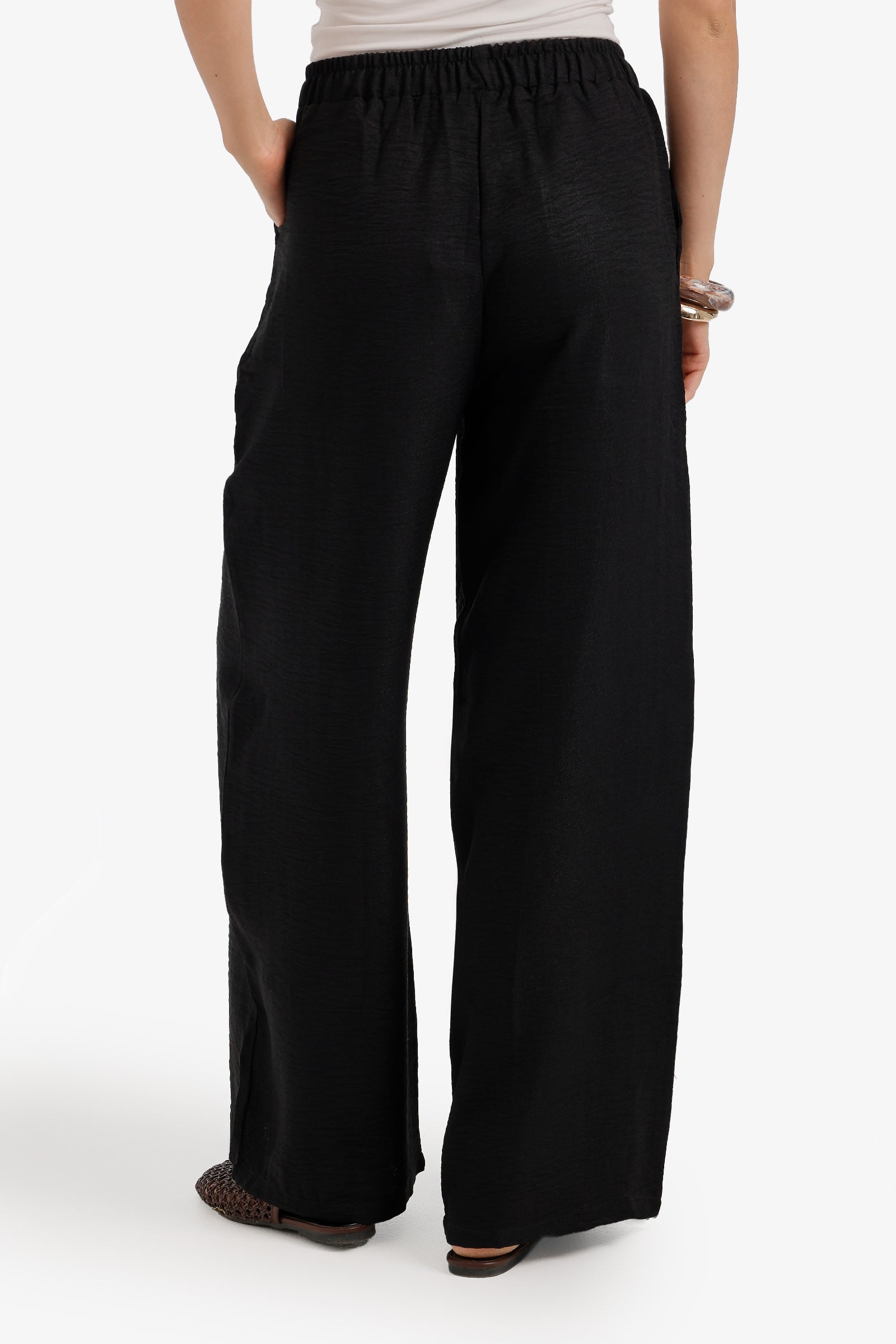 Textured Wide-Leg Pants