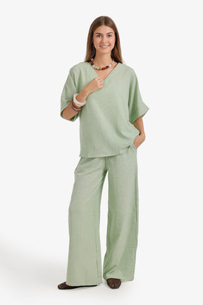 Textured Wide-Leg Pants