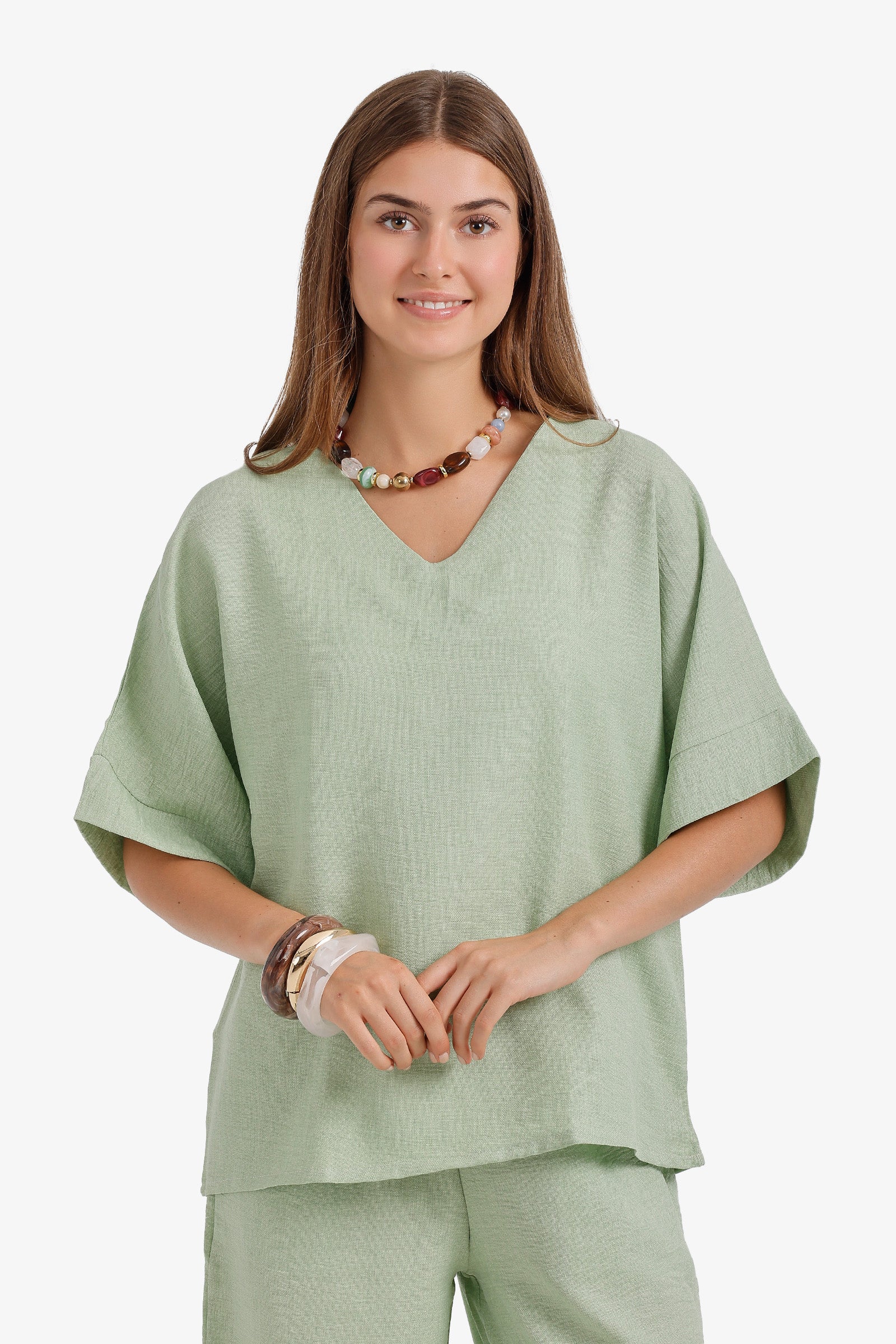 Textured V-Neck Blouse