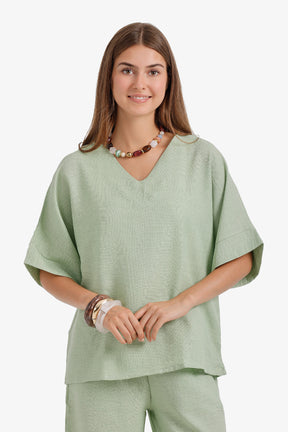 Textured V-Neck Blouse