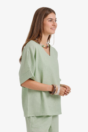 Textured V-Neck Blouse