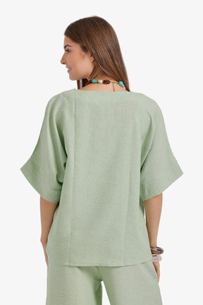 Textured V-Neck Blouse