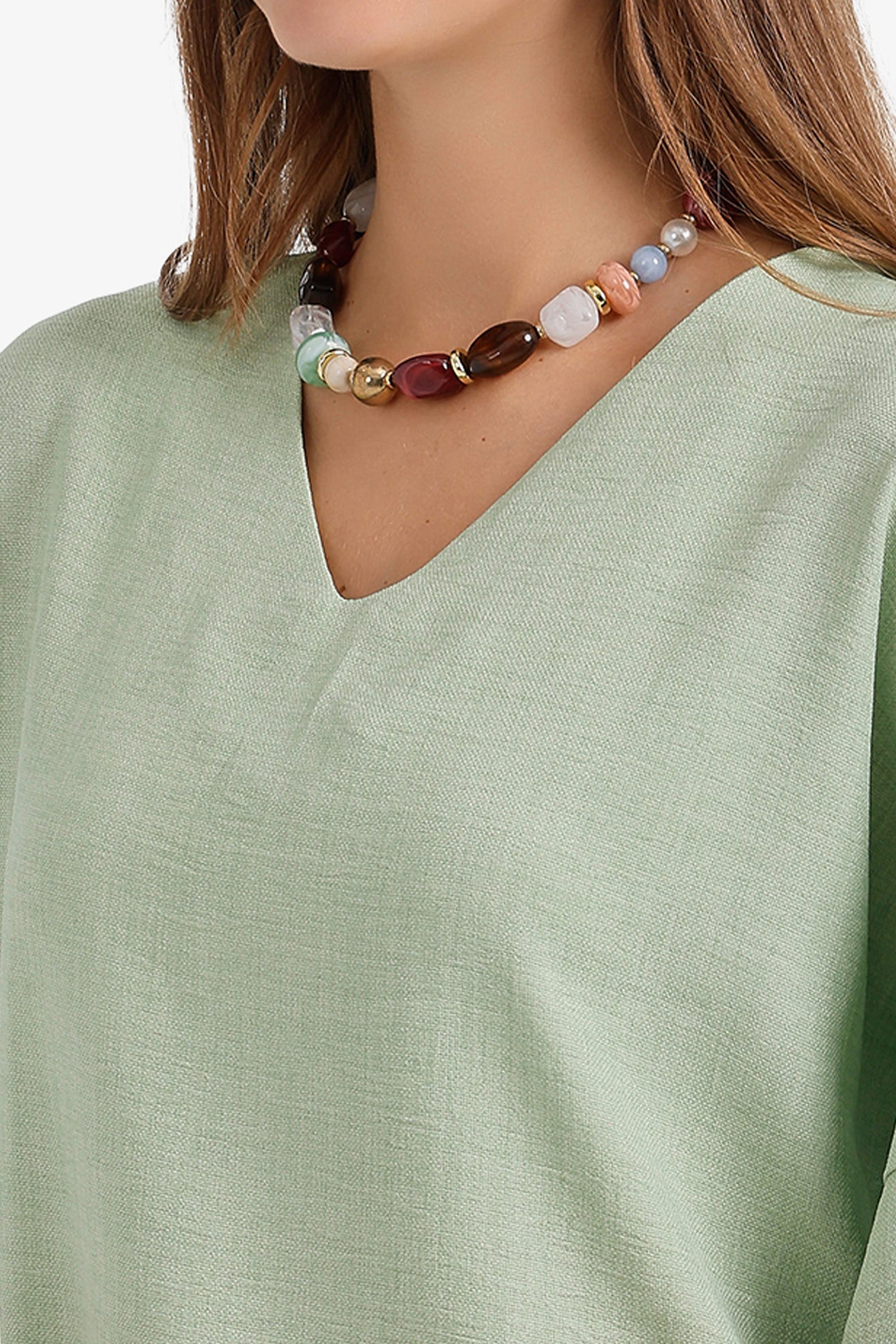 Textured V-Neck Blouse