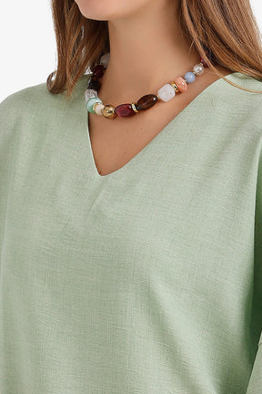Textured V-Neck Blouse