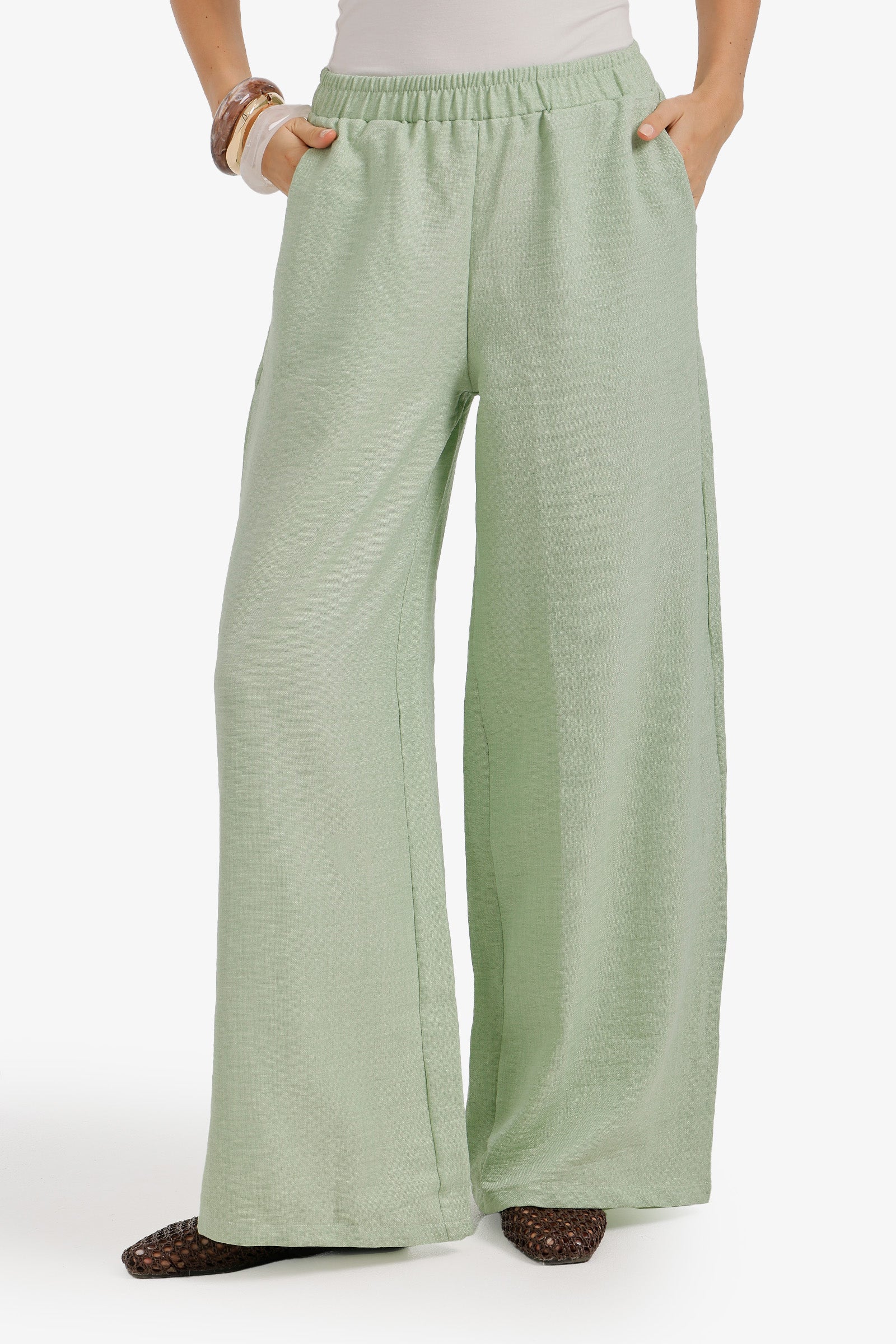 Textured Wide-Leg Pants