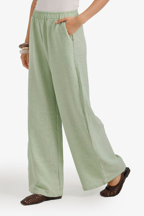 Textured Wide-Leg Pants
