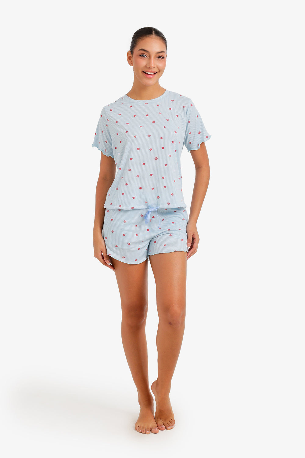 Lips-Print Ribbed Pyjama