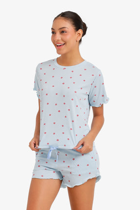 Lips-Print Ribbed Pyjama