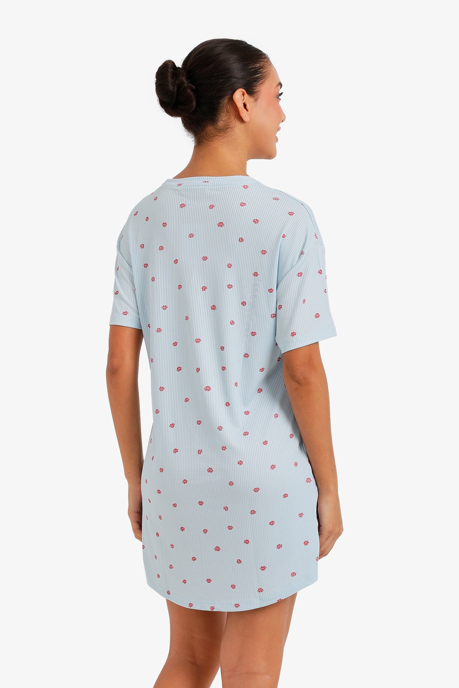 Lips-Print Ribbed Nightgown