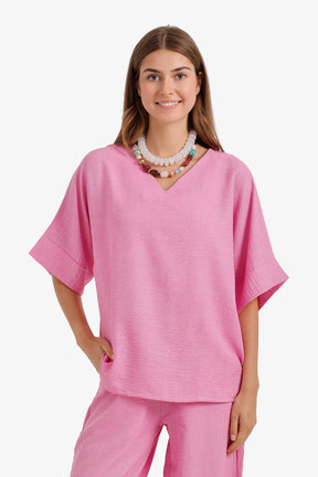 Textured V-Neck Blouse