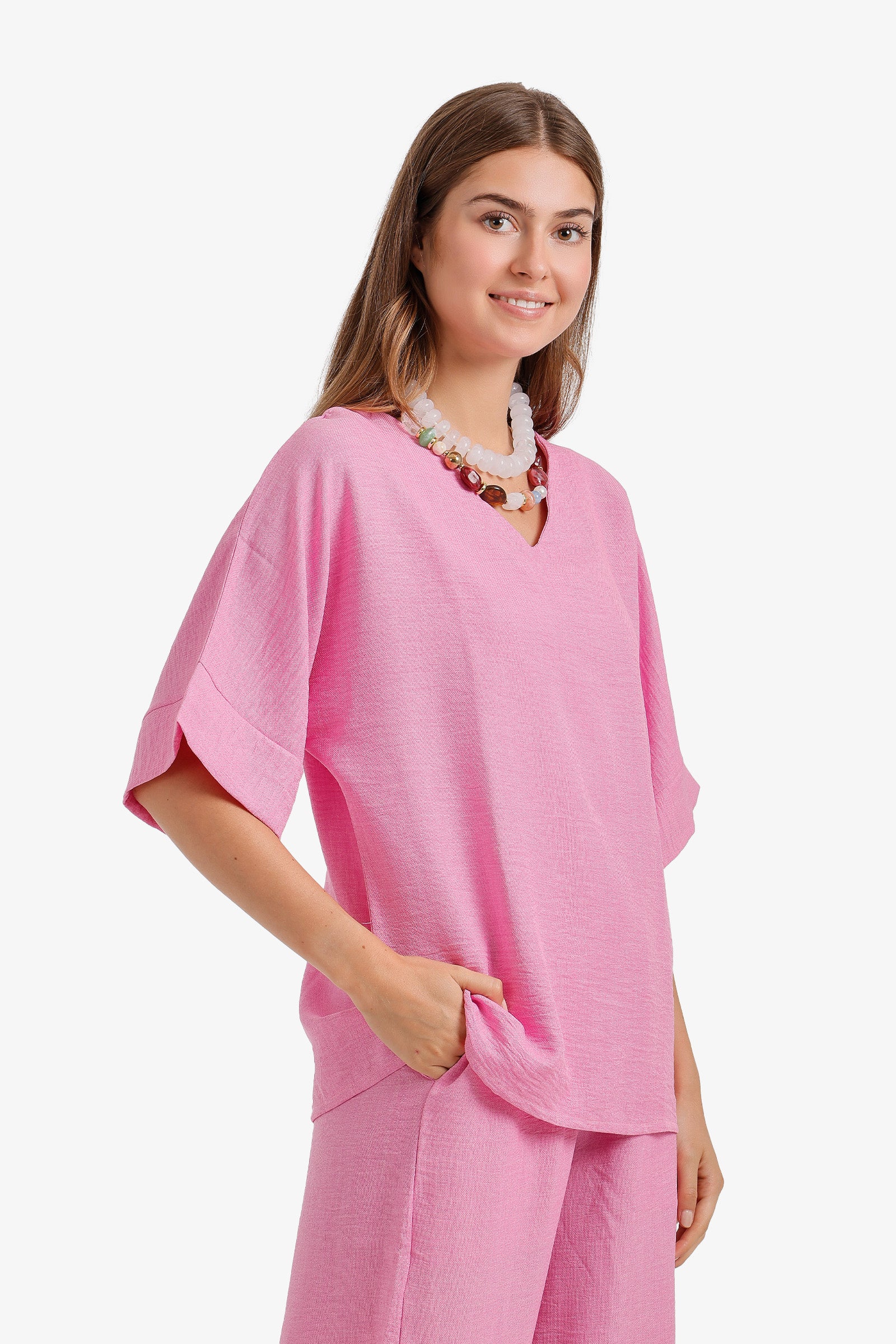 Textured V-Neck Blouse