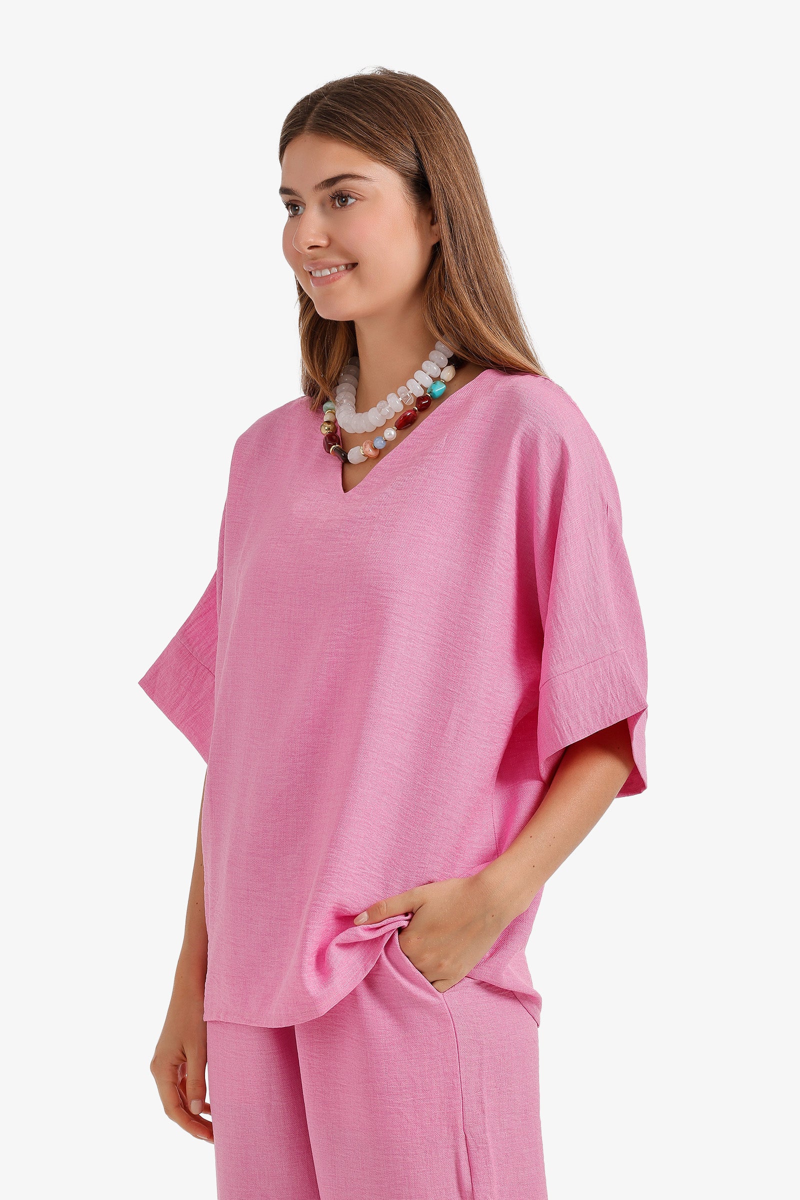 Textured V-Neck Blouse