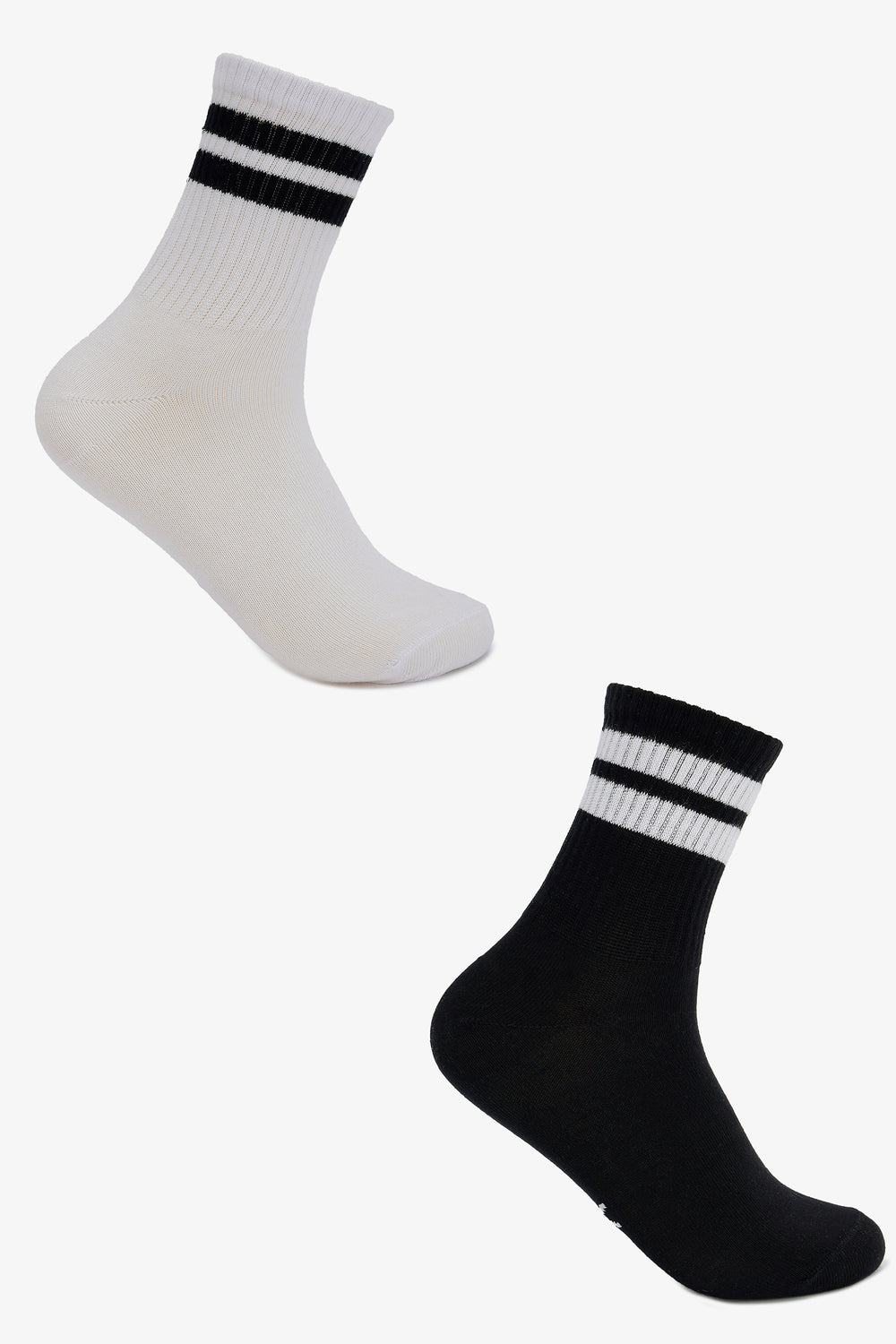 Contrast Striped Socks - 2 Pairs