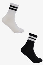Contrast Striped Socks - 2 Pairs