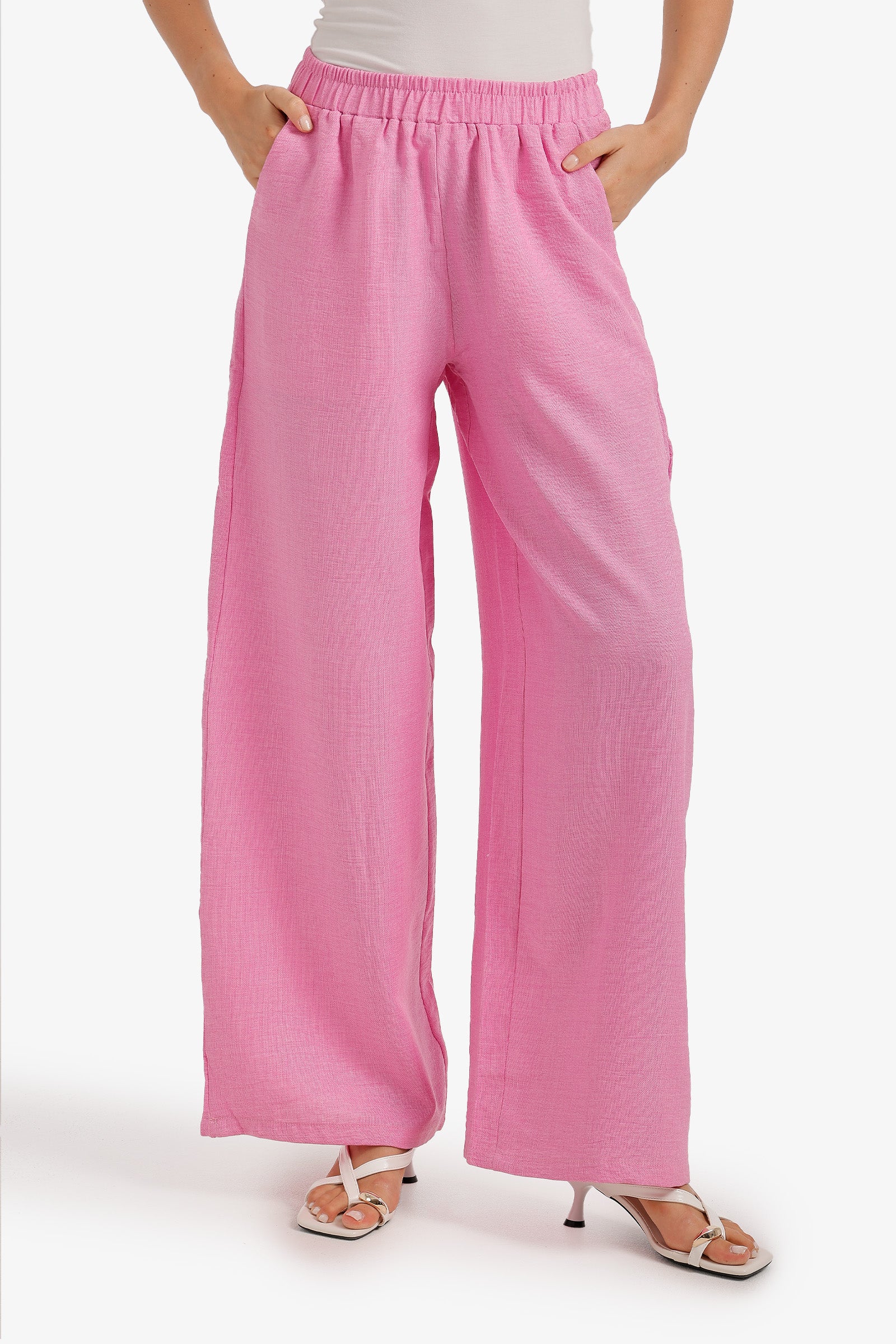 Textured Wide-Leg Pants