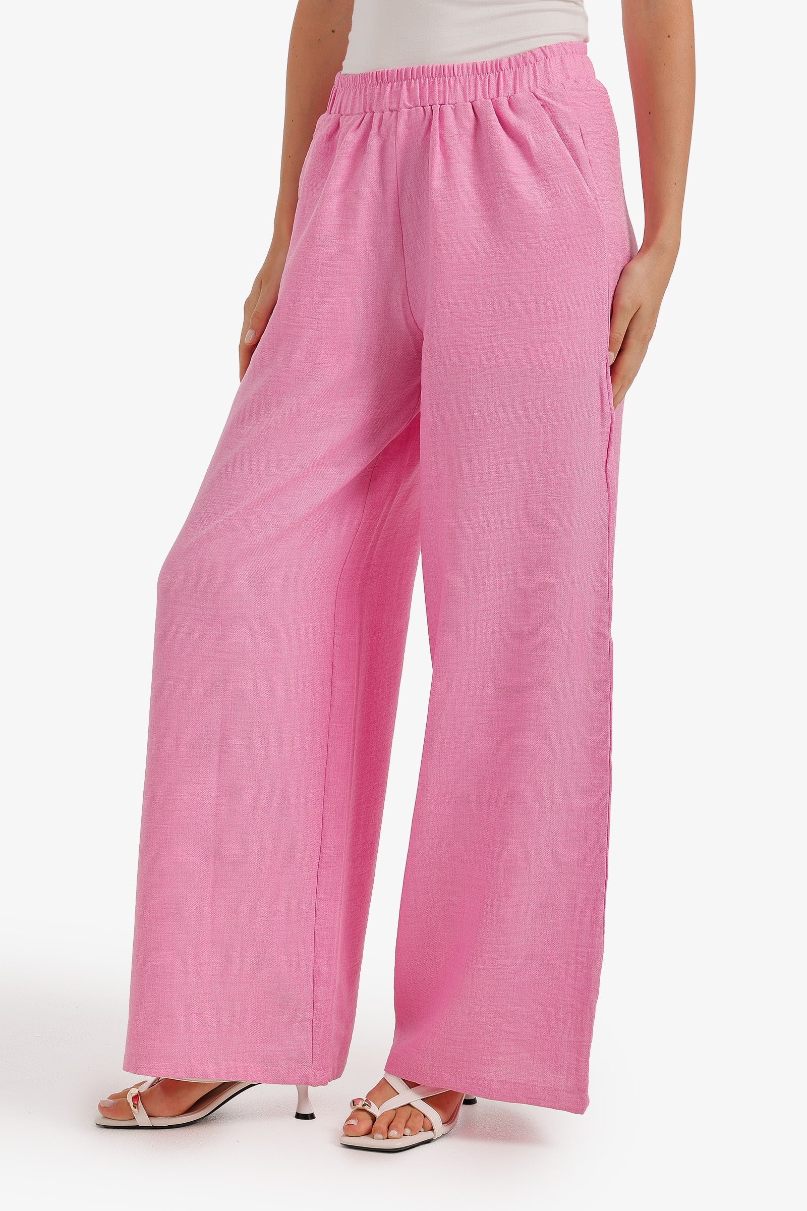 Textured Wide-Leg Pants