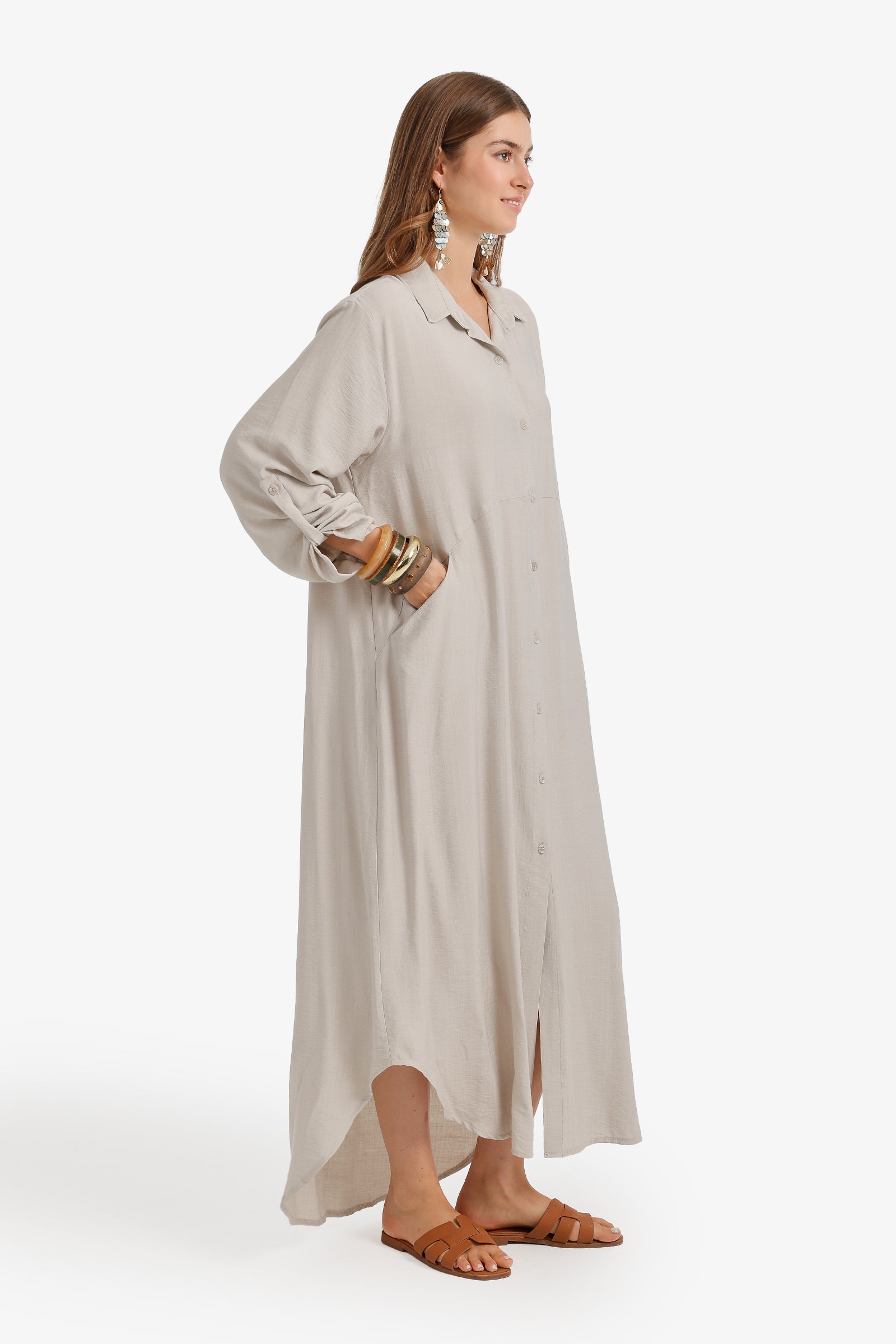 Tab Sleeve Shirt Dress
