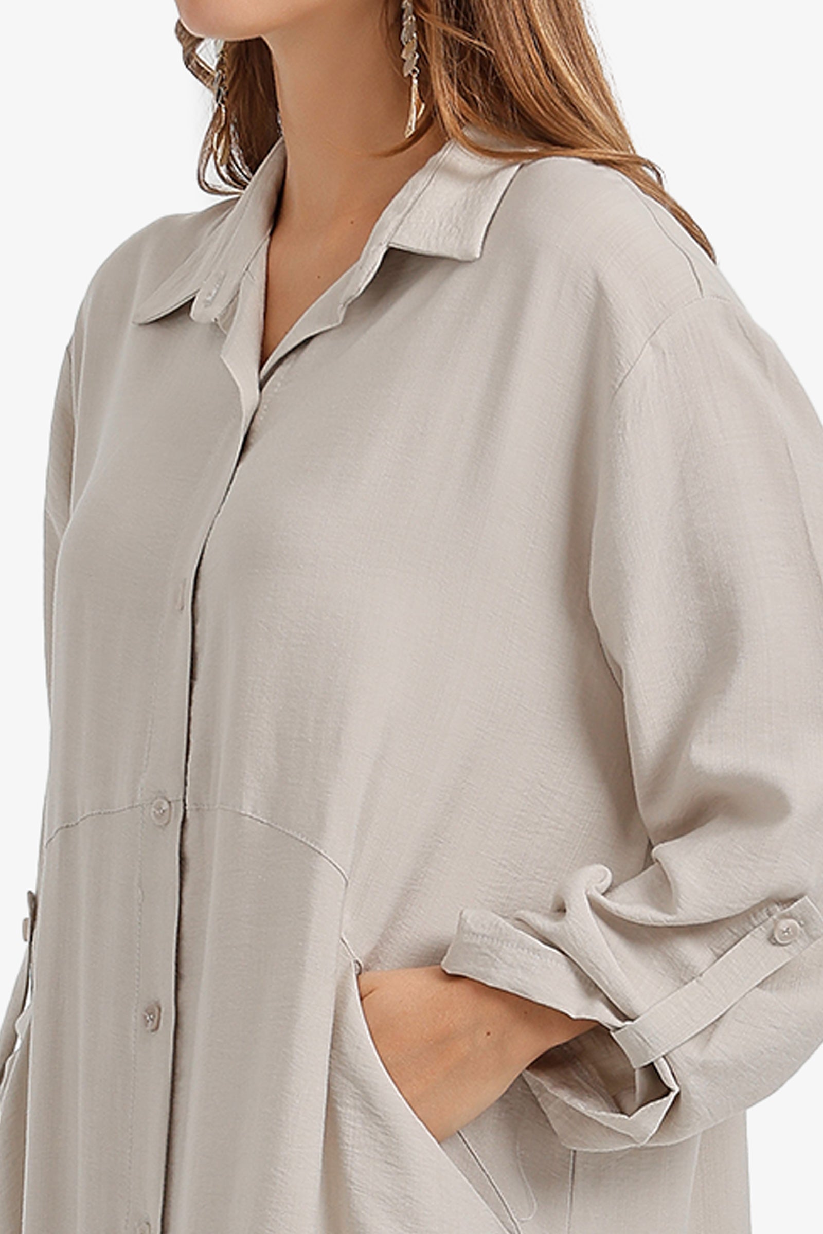 Tab Sleeve Shirt Dress