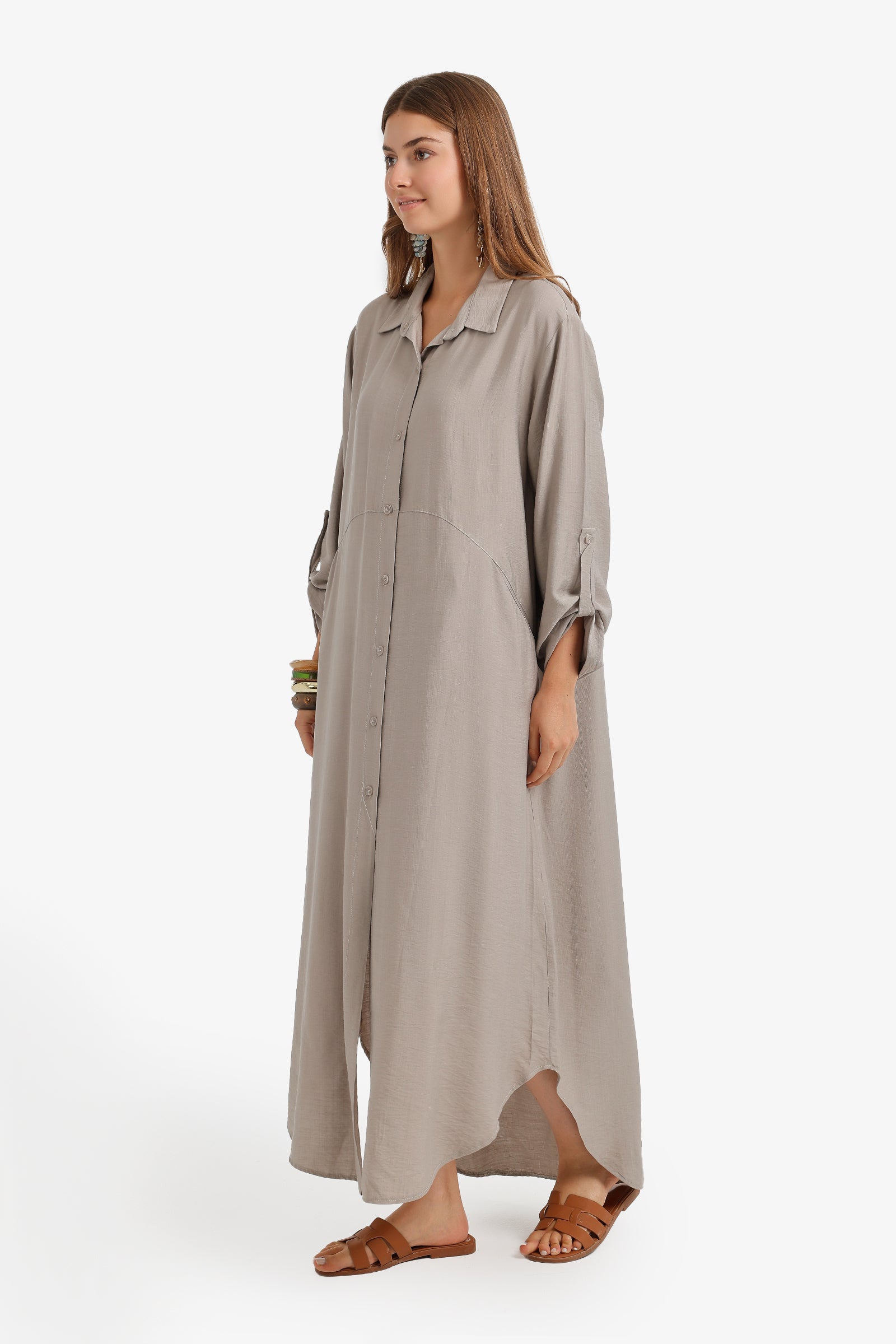 Tab Sleeve Shirt Dress