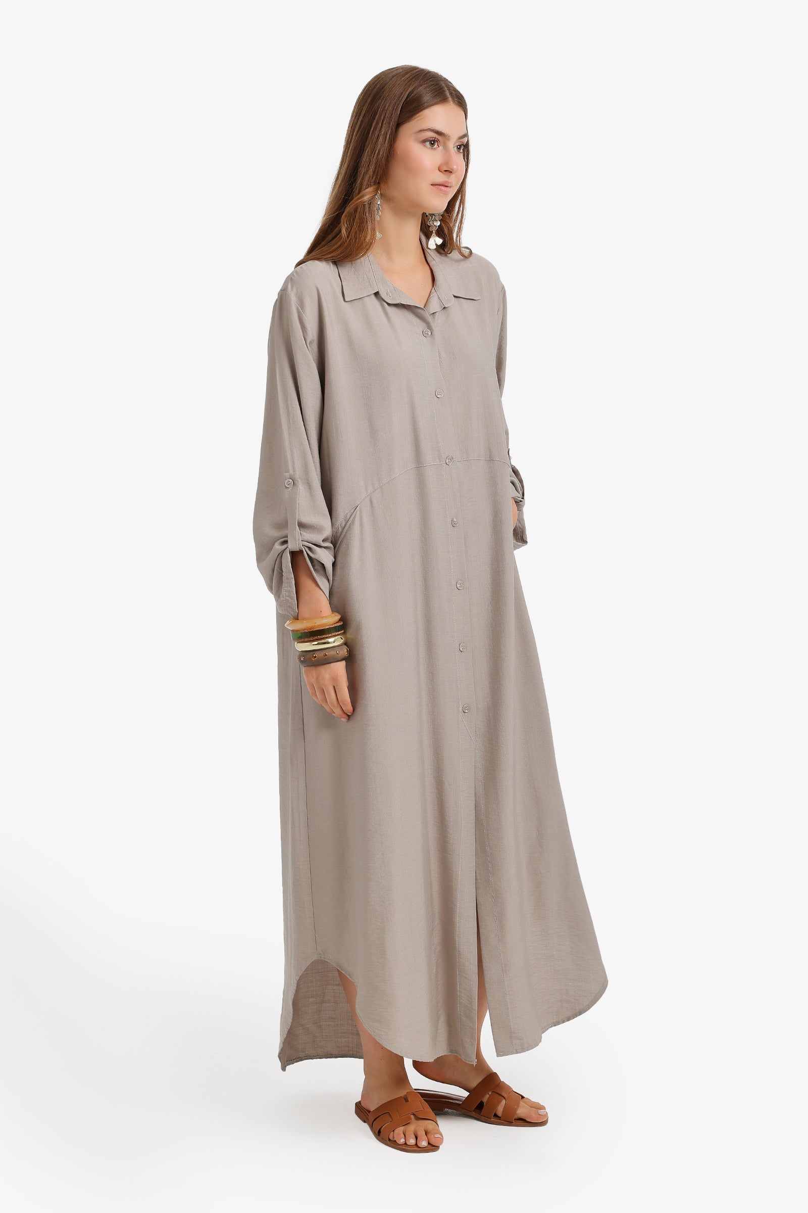 Tab Sleeve Shirt Dress