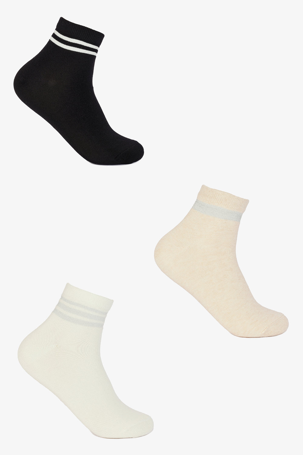 Contrast Striped Socks - 3 Pairs