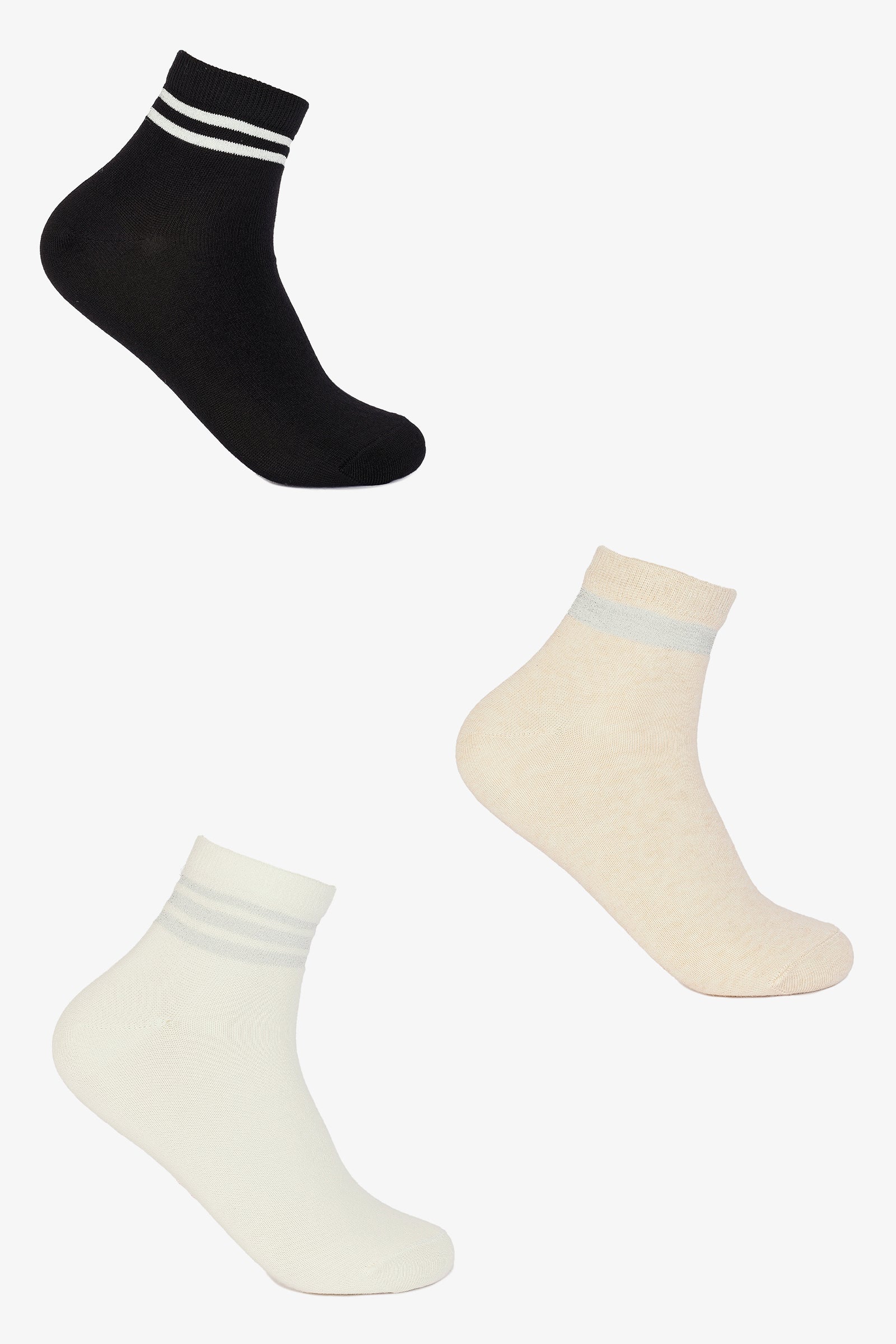 Contrast Striped Socks - 3 Pairs