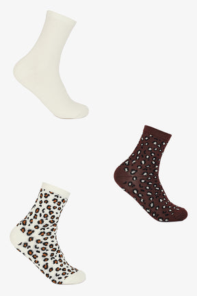 Leopard Crew Socks - 3 Pairs