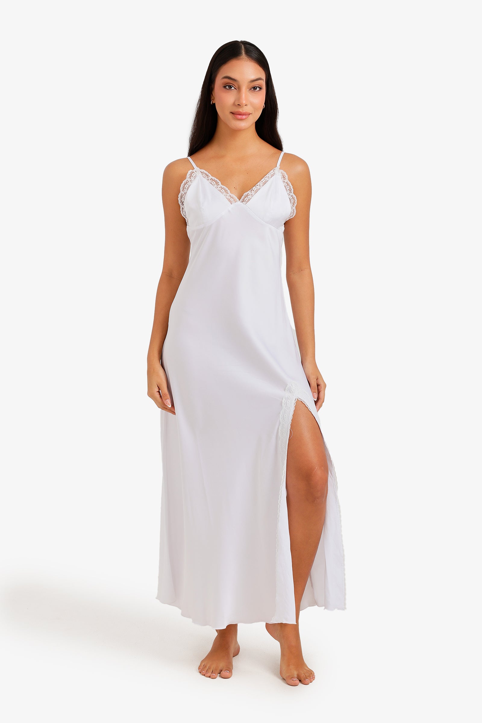 Lace Trim Maxi Nightgown