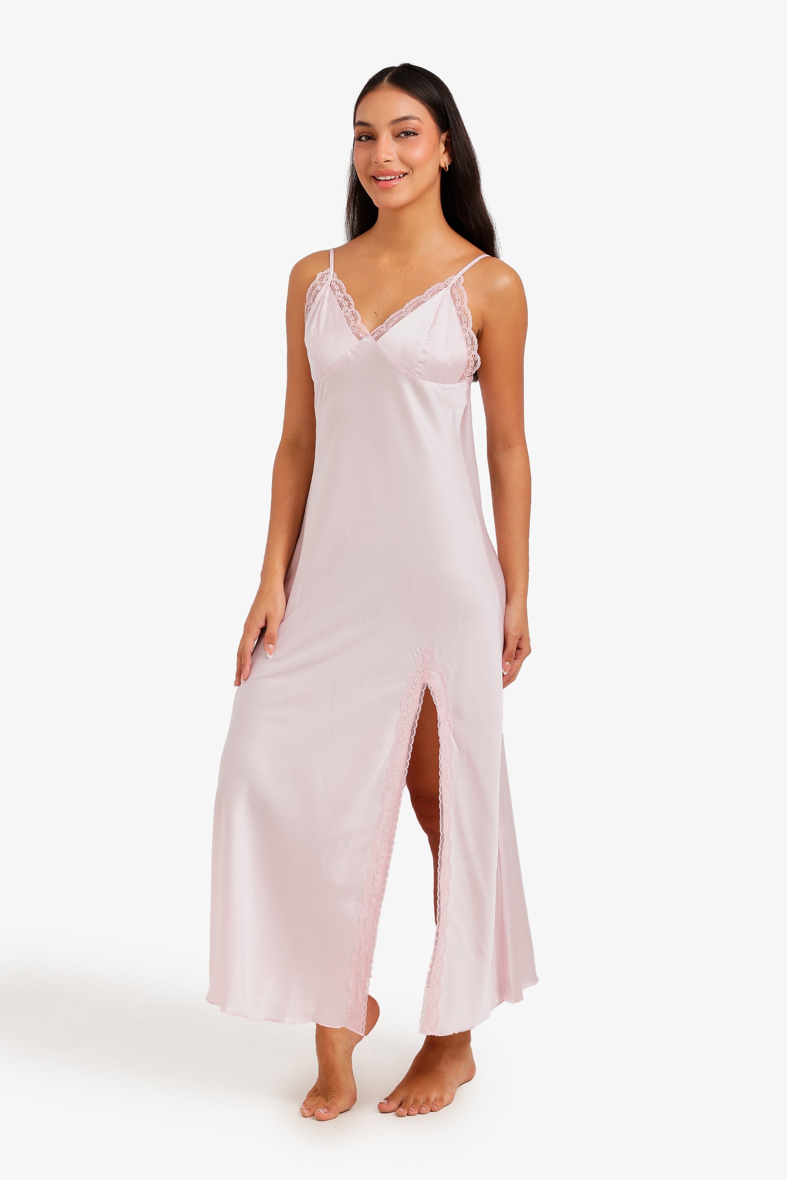 Lace Trim Maxi Nightgown