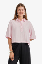 Half-Placket Cropped Shirt