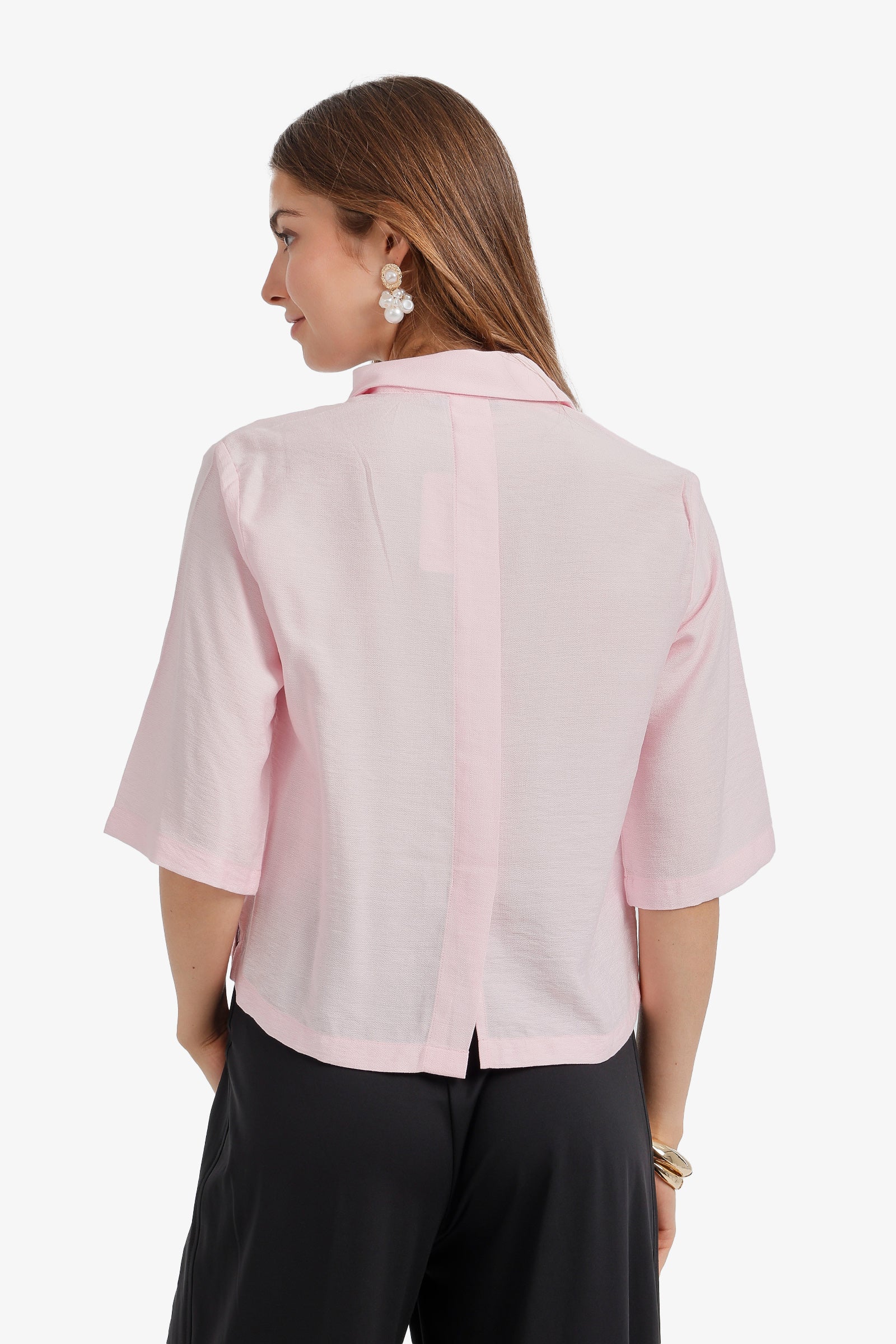 Half-Placket Cropped Shirt