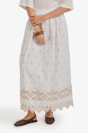 Scalloped-Hem Maxi Skirt