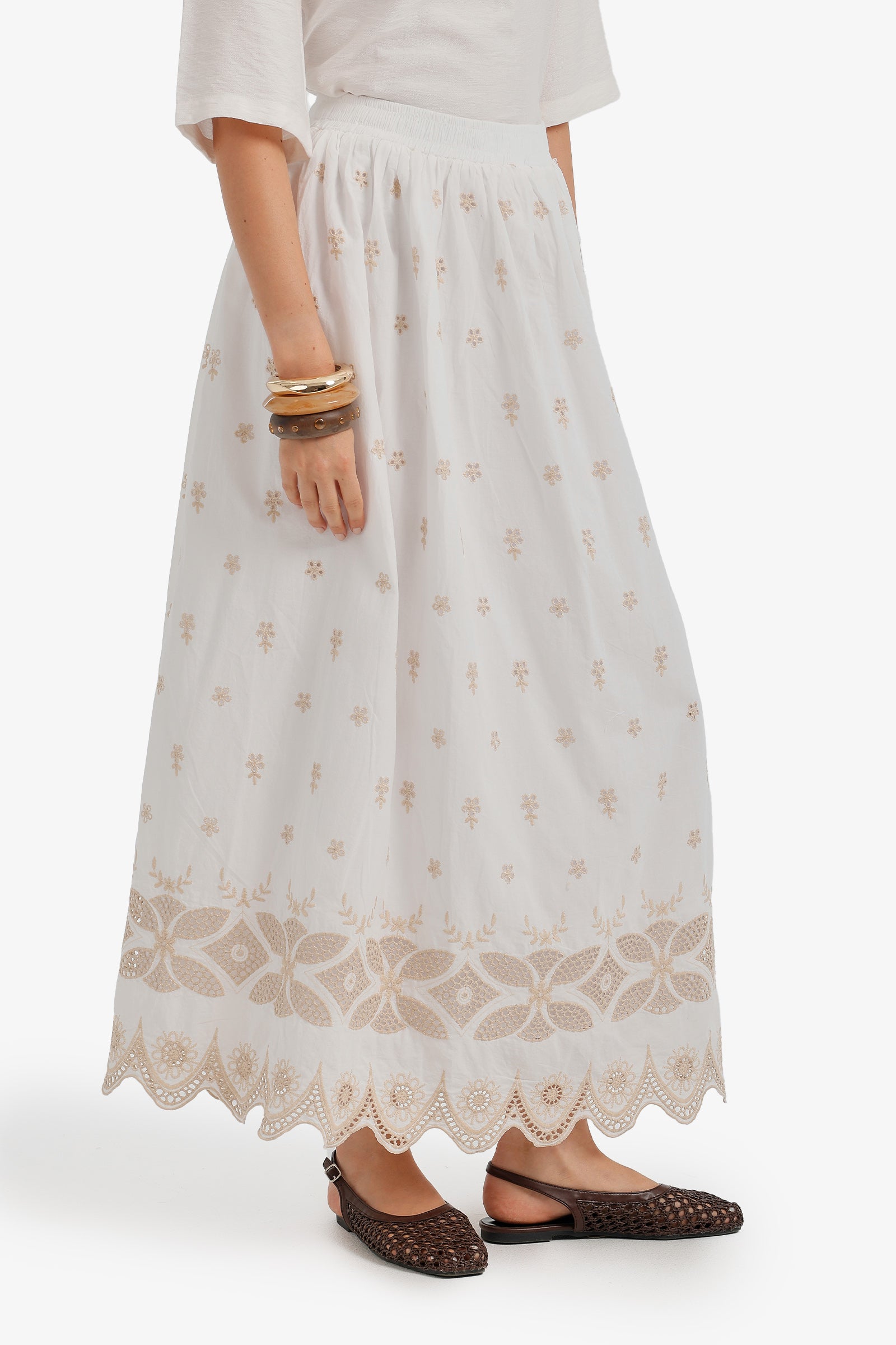 Scalloped-Hem Maxi Skirt