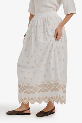 Scalloped-Hem Maxi Skirt