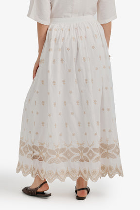 Scalloped-Hem Maxi Skirt