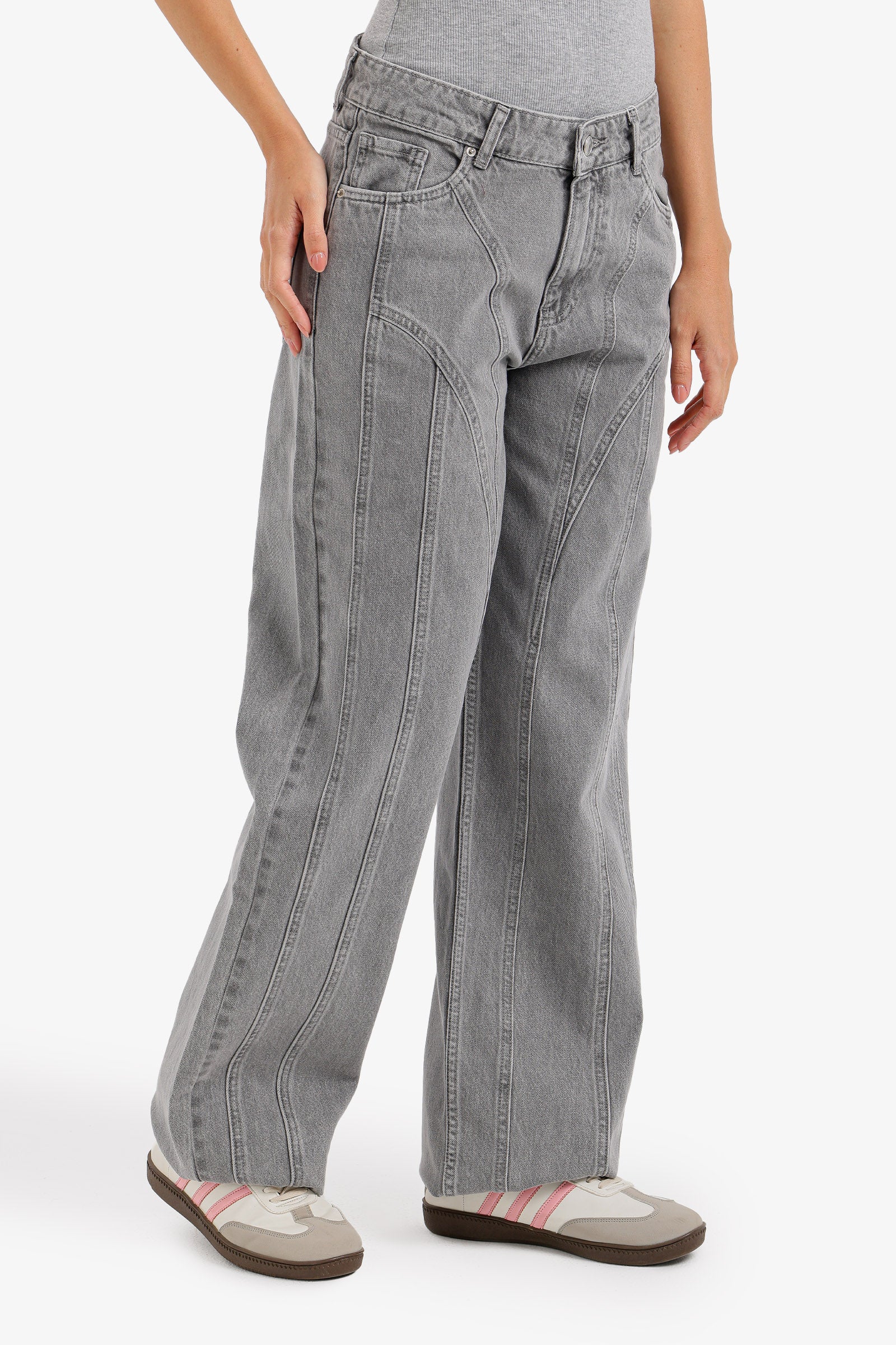 Seam-Detail Denim Pants
