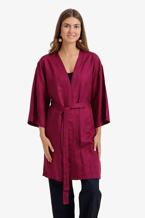 Belted Open-Front Cardigan