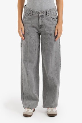 Seam-Detail Denim Pants