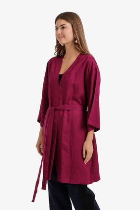 Belted Open-Front Cardigan