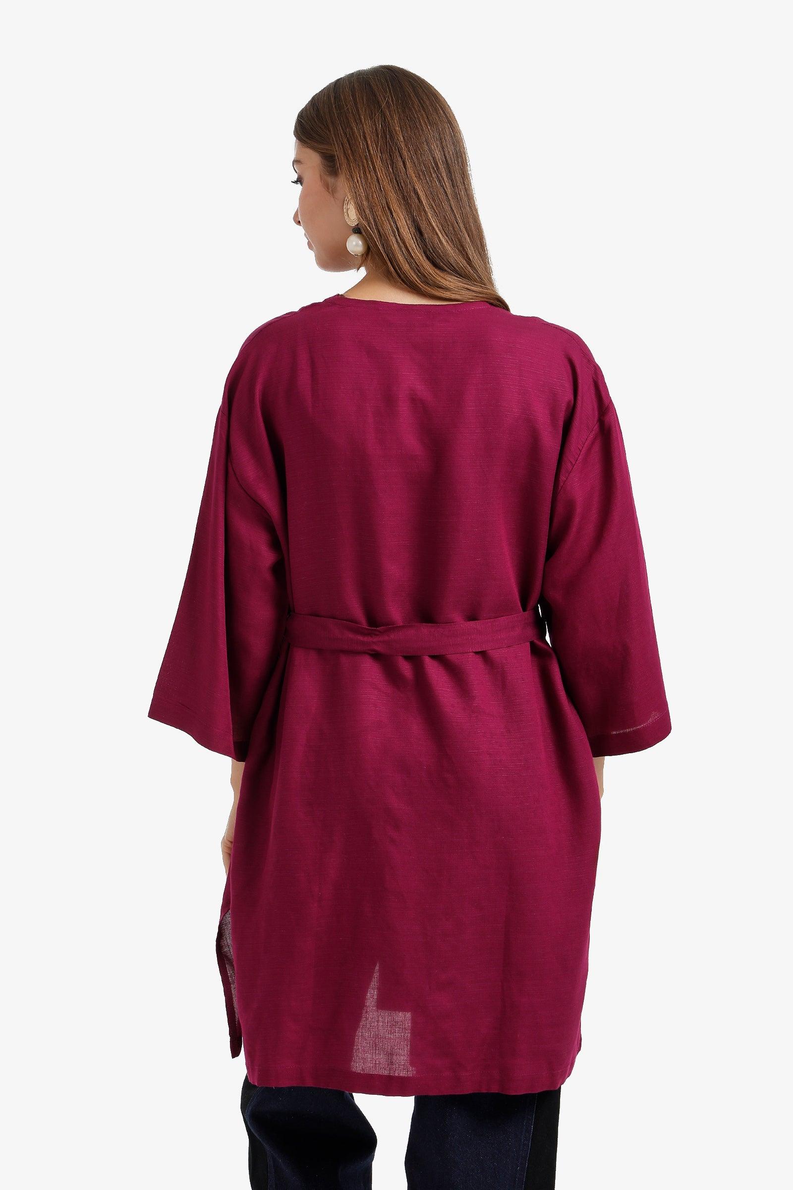 Belted Open-Front Cardigan