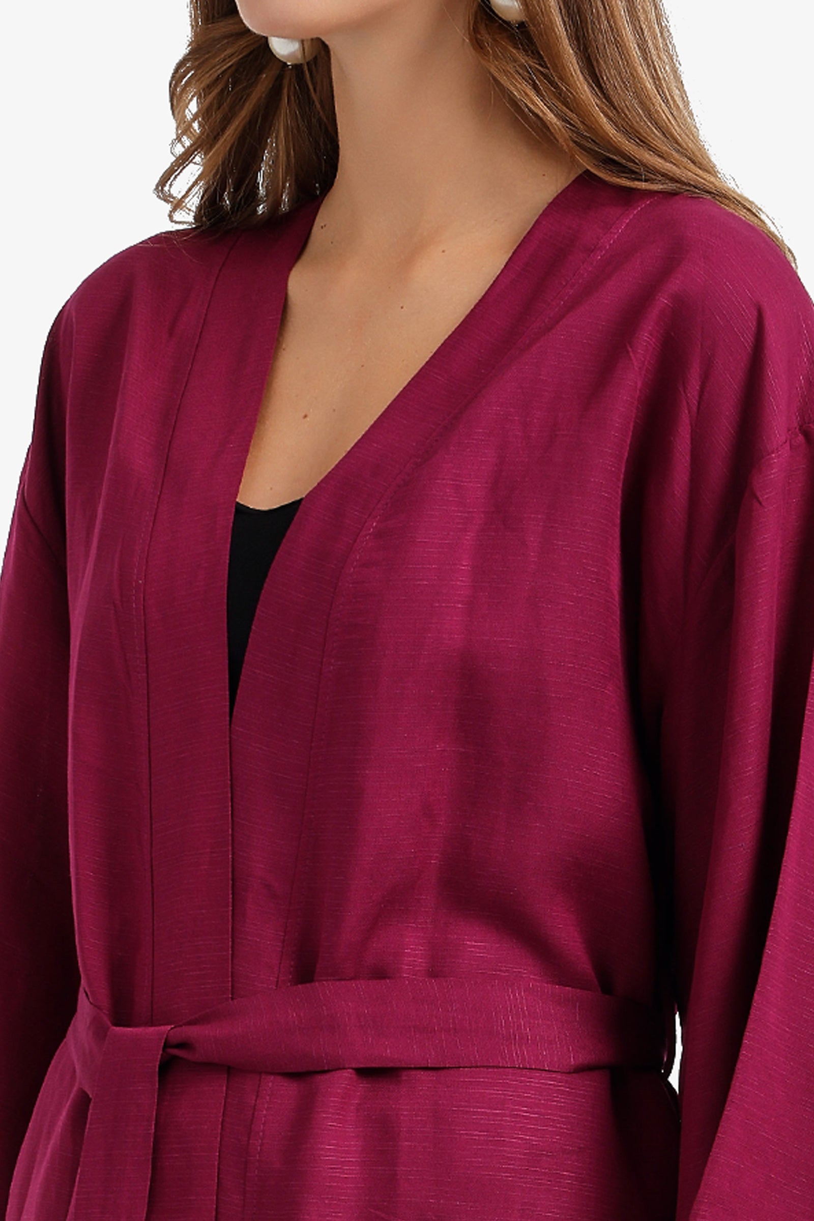 Belted Open-Front Cardigan